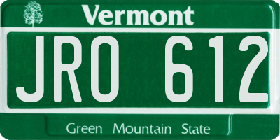 VT license plate JRO612