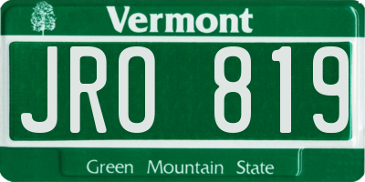 VT license plate JRO819