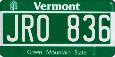 VT license plate JRO836