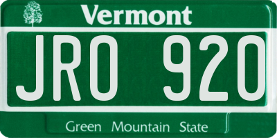VT license plate JRO920