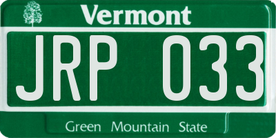 VT license plate JRP033