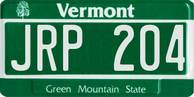 VT license plate JRP204