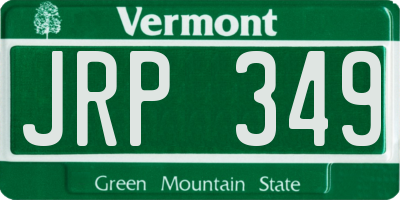 VT license plate JRP349