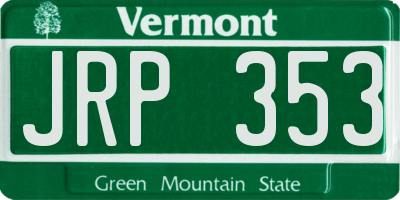 VT license plate JRP353