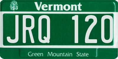 VT license plate JRQ120