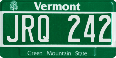 VT license plate JRQ242