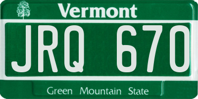 VT license plate JRQ670