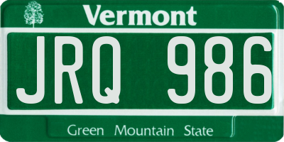 VT license plate JRQ986