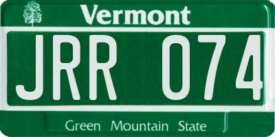 VT license plate JRR074
