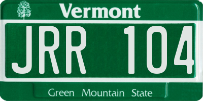 VT license plate JRR104