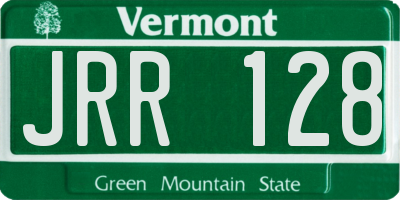 VT license plate JRR128