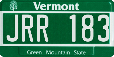 VT license plate JRR183