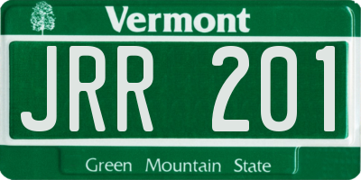 VT license plate JRR201