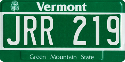 VT license plate JRR219