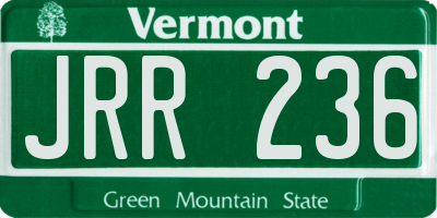 VT license plate JRR236