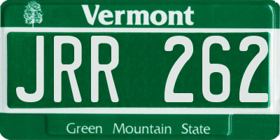 VT license plate JRR262