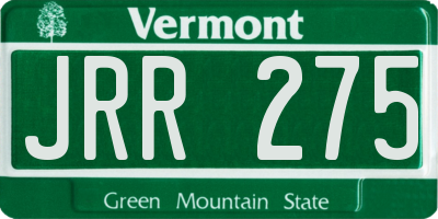 VT license plate JRR275