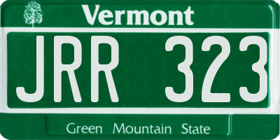 VT license plate JRR323