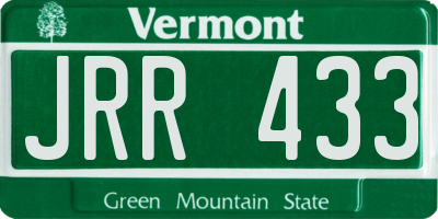 VT license plate JRR433