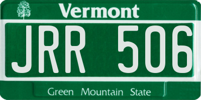VT license plate JRR506