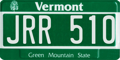 VT license plate JRR510