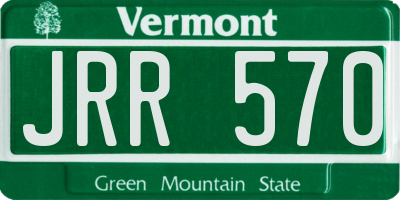 VT license plate JRR570