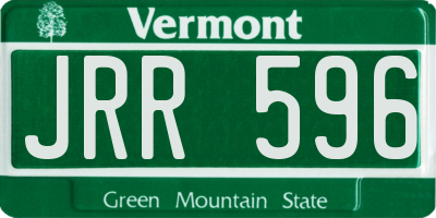 VT license plate JRR596