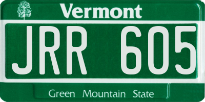 VT license plate JRR605