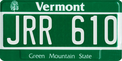VT license plate JRR610