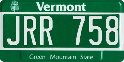 VT license plate JRR758