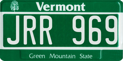 VT license plate JRR969