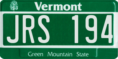 VT license plate JRS194