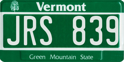 VT license plate JRS839