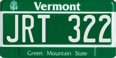 VT license plate JRT322