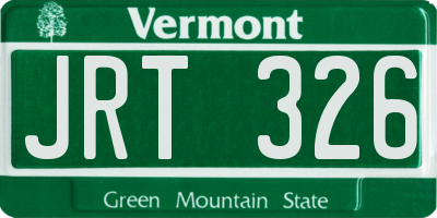 VT license plate JRT326