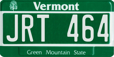 VT license plate JRT464