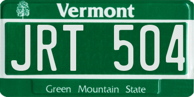 VT license plate JRT504