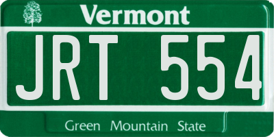 VT license plate JRT554
