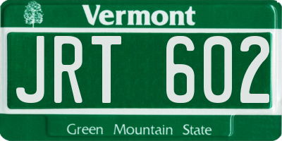 VT license plate JRT602