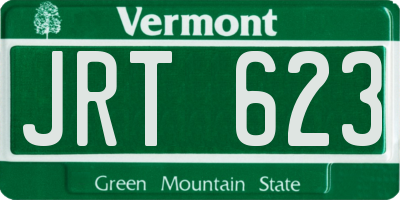 VT license plate JRT623