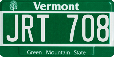 VT license plate JRT708