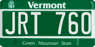 VT license plate JRT760