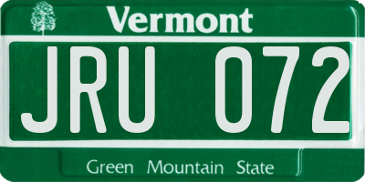 VT license plate JRU072