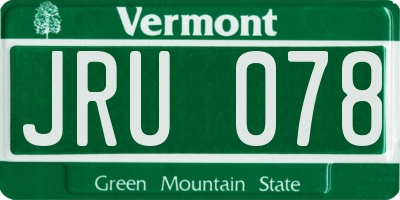 VT license plate JRU078
