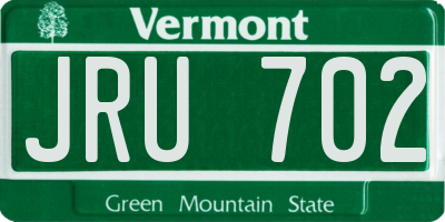 VT license plate JRU702