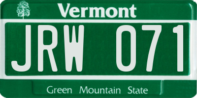 VT license plate JRW071