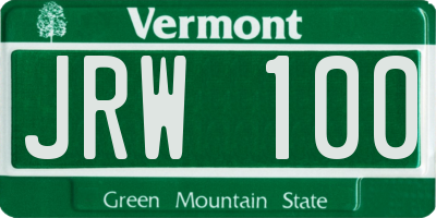 VT license plate JRW100