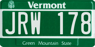 VT license plate JRW178