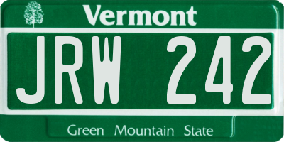 VT license plate JRW242