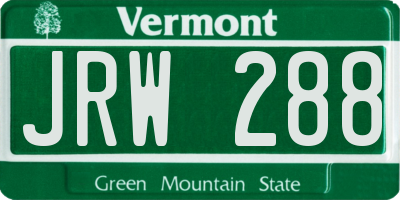 VT license plate JRW288